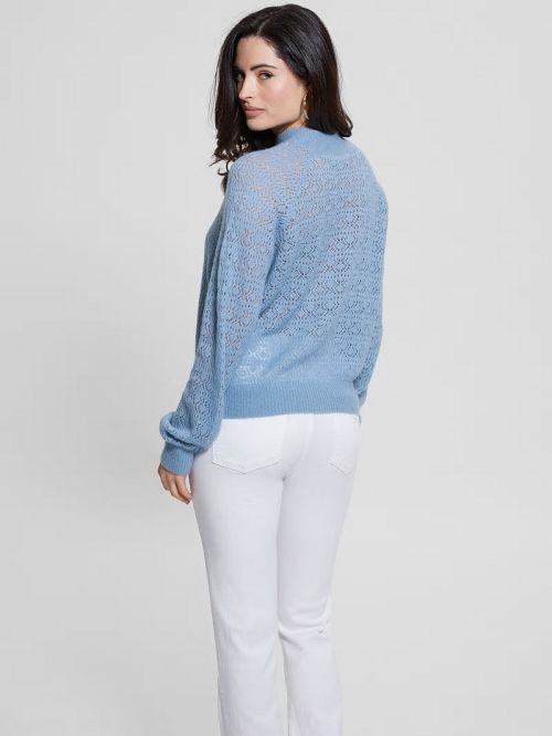 Guess Kensley Open-Knit Sweater Albastri | GUESS-SN27613
