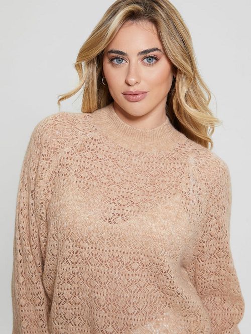 Guess Kensley Open-Knit Sweater Bej | GUESS-SN27829