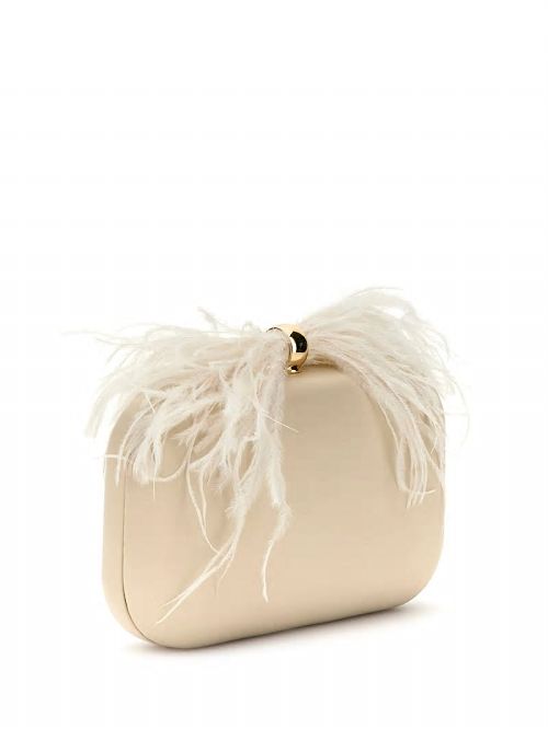 Guess Keyah Feather Top Clutch Albi | GUESS-SN28850