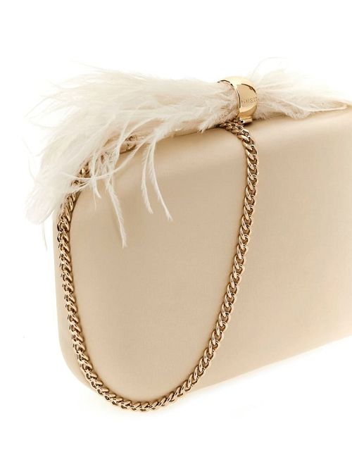 Guess Keyah Feather Top Clutch Albi | GUESS-SN28850