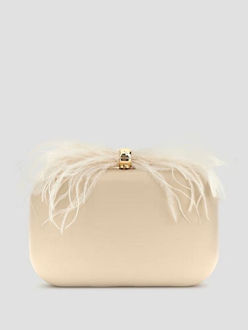 Guess Keyah Feather Top Clutch Albi | GUESS-SN28850