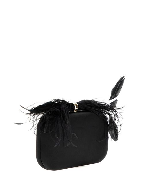 Guess Keyah Feather Top Clutch Negrii | GUESS-SN28831