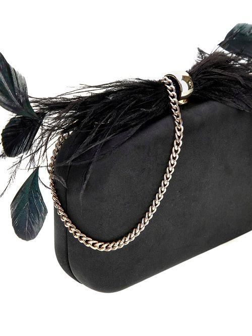 Guess Keyah Feather Top Clutch Negrii | GUESS-SN28831