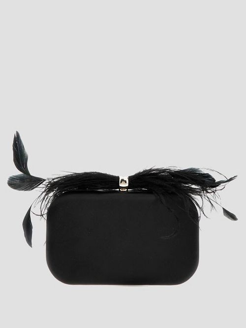 Guess Keyah Feather Top Clutch Negrii | GUESS-SN28831