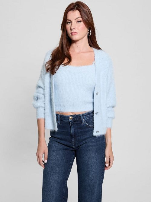 Guess Keyla Fuzzy Cardigan Albastri | GUESS-SN27258
