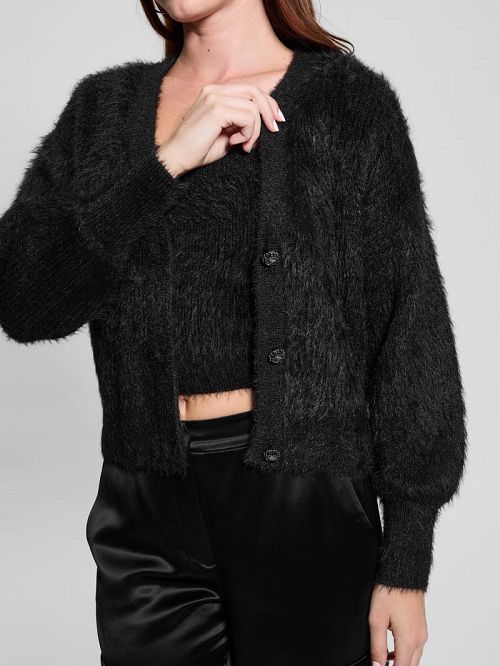 Guess Keyla Fuzzy Cardigan Negrii | GUESS-SN27767