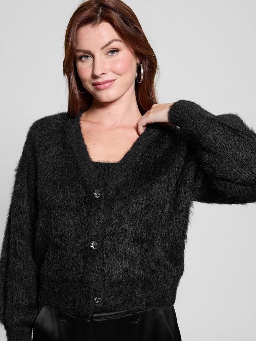 Guess Keyla Fuzzy Cardigan Negrii | GUESS-SN27767