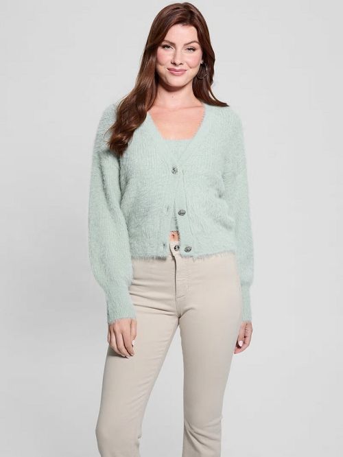 Guess Keyla Fuzzy Cardigan Verzi | GUESS-SN27402