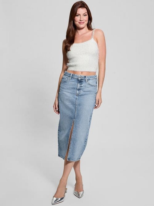 Guess Keyla Fuzzy Sweater Crop Cami Albi | GUESS-SN27740