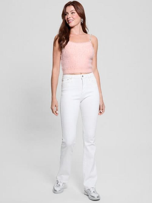 Guess Keyla Fuzzy Sweater Crop Cami Roz | GUESS-SN27363