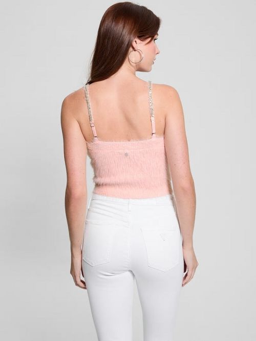 Guess Keyla Fuzzy Sweater Crop Cami Roz | GUESS-SN27363