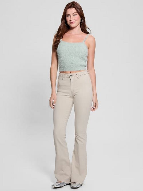 Guess Keyla Fuzzy Sweater Crop Cami Verzi | GUESS-SN27743