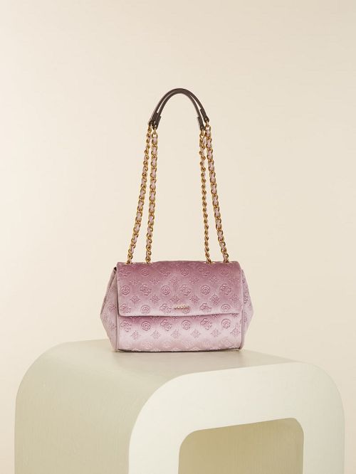 Guess Kimi Logo Convertible Crossbody Violet | GUESS-SN28918