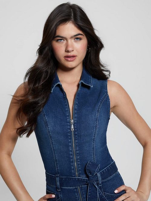 Guess Kimora Denim Romper Albastri | GUESS-SN26941