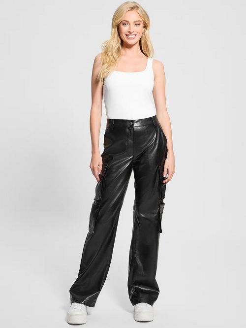 Guess Kori Faux-Leather Cargo Pants Negrii | GUESS-SN28322