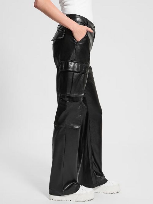 Guess Kori Faux-Leather Cargo Pants Negrii | GUESS-SN28322