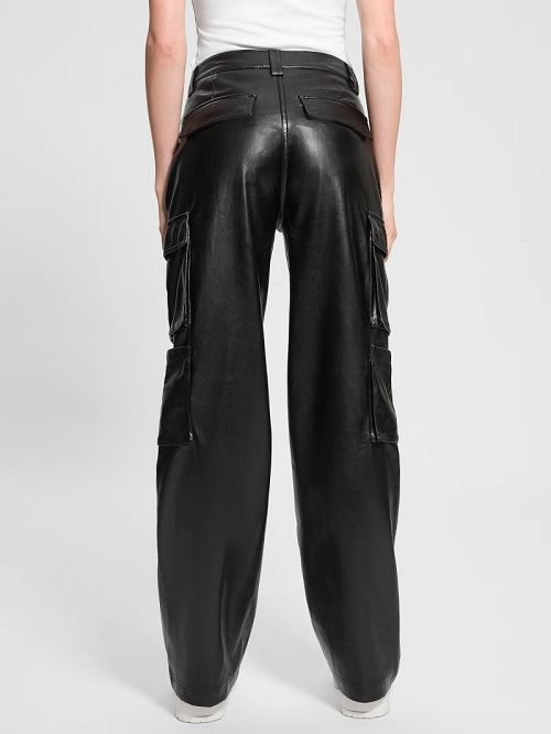 Guess Kori Faux-Leather Cargo Pants Negrii | GUESS-SN28322
