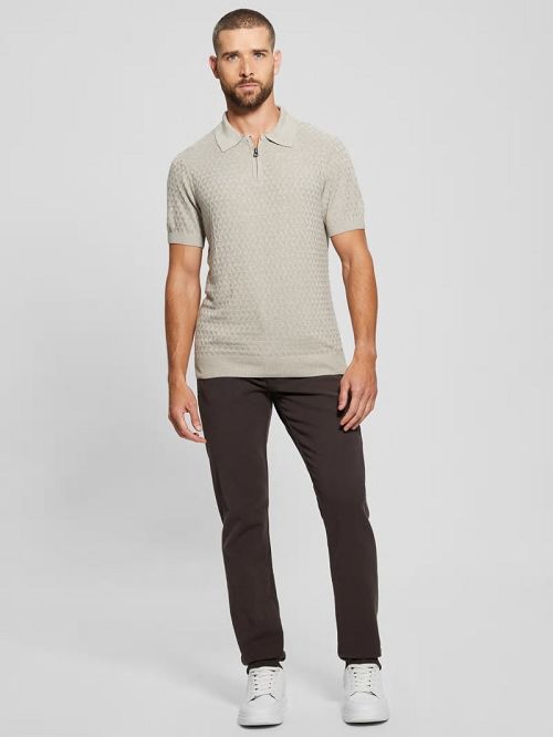 Guess Kyle Checkered Zip Polo Bej | GUESS-SN31327