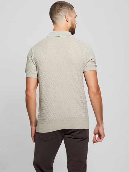 Guess Kyle Checkered Zip Polo Bej | GUESS-SN31327