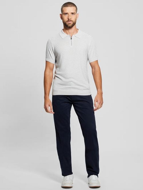 Guess Kyle Checkered Zip Polo Gri | GUESS-SN31265