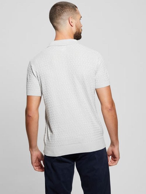 Guess Kyle Checkered Zip Polo Gri | GUESS-SN31265
