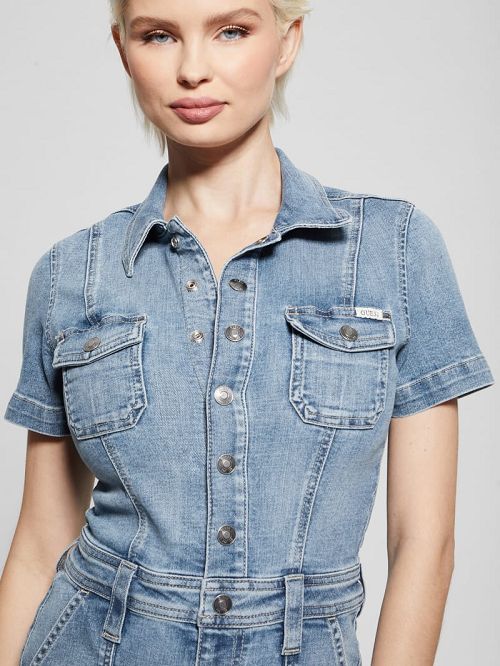 Guess Lara Denim Romper Albastri | GUESS-SN26667
