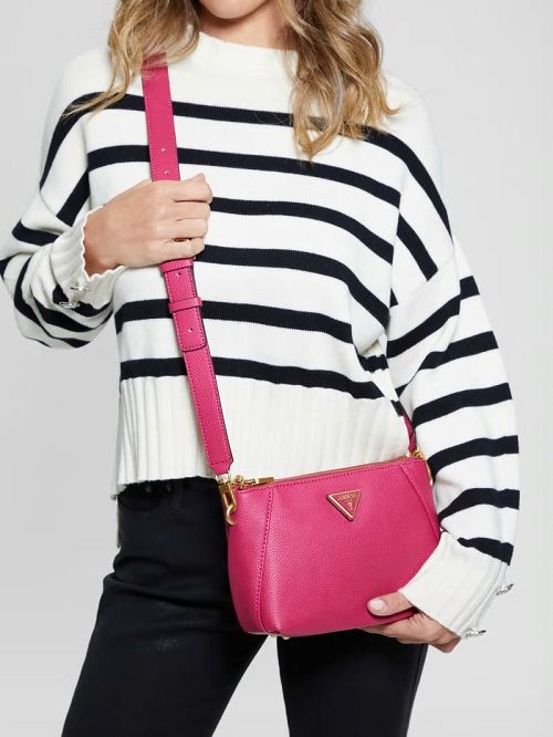 Guess Laryn Pebbled Dual-Zip Crossbody Roz | GUESS-SN28756