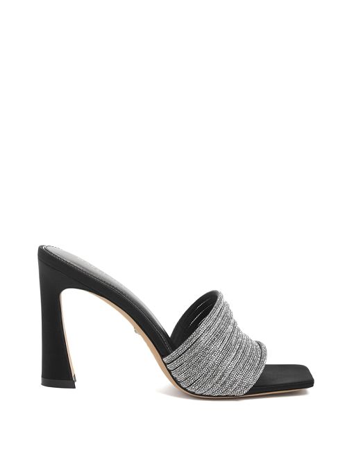 Guess Leah Crystal Heeled Mule Negrii | GUESS-SN29740