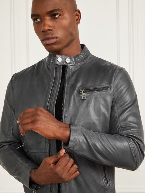 Guess Leather Biker Jacket Negrii | GUESS-SN30733