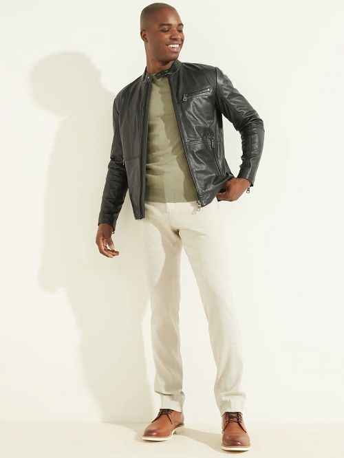 Guess Leather Biker Jacket Negrii | GUESS-SN30754
