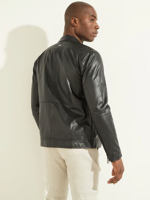 Guess Leather Biker Jacket Negrii | GUESS-SN30754