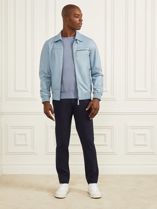 Guess Leather Flight Jacket Albastri | GUESS-SN30836
