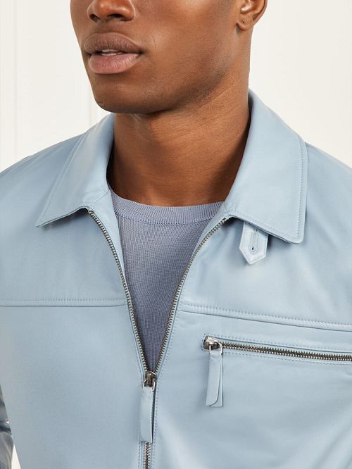 Guess Leather Flight Jacket Albastri | GUESS-SN30836