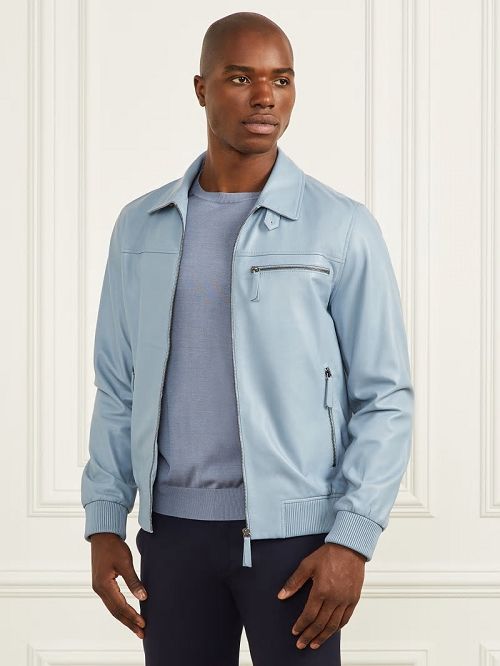 Guess Leather Flight Jacket Albastri | GUESS-SN30836