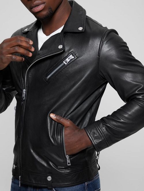 Guess Leather Jacket Negrii | GUESS-SN30868