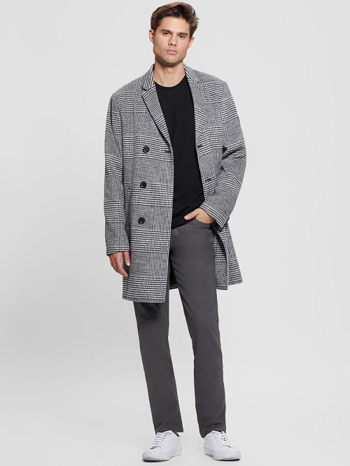 Guess Leo Glenn Wool-Blend Double-Breasted Coat Negrii | GUESS-SN30781