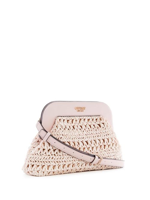 Guess Liguria Crochet Straw Frame Clutch Roz | GUESS-SN28815