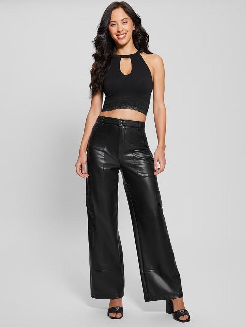 Guess Lila Seamless Crop Top Negrii | GUESS-SN27070