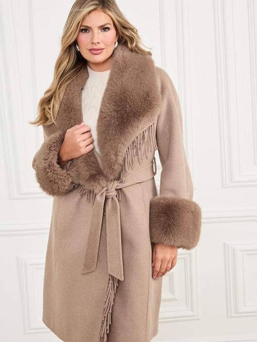 Guess Liliana Wool-Blend Coat Bej | GUESS-SN27938