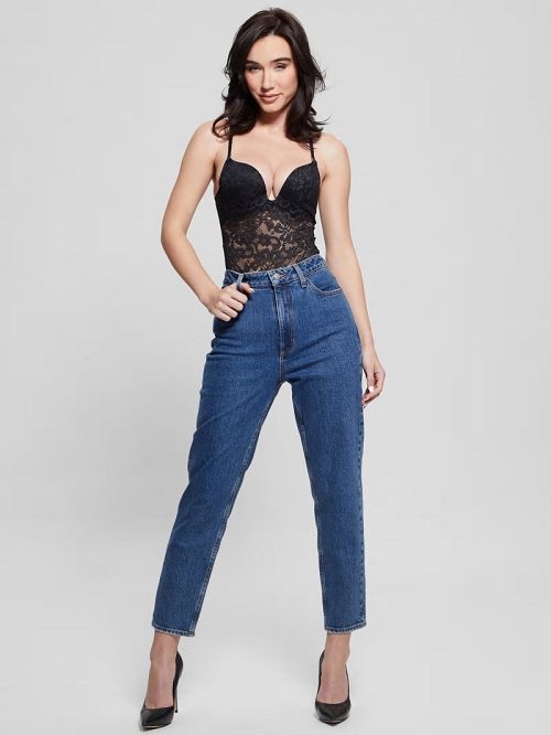 Guess Linda Lace Bodysuit Negrii | GUESS-SN28649