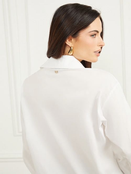 Guess Lisa Poplin Shirt Albi | GUESS-SN27518