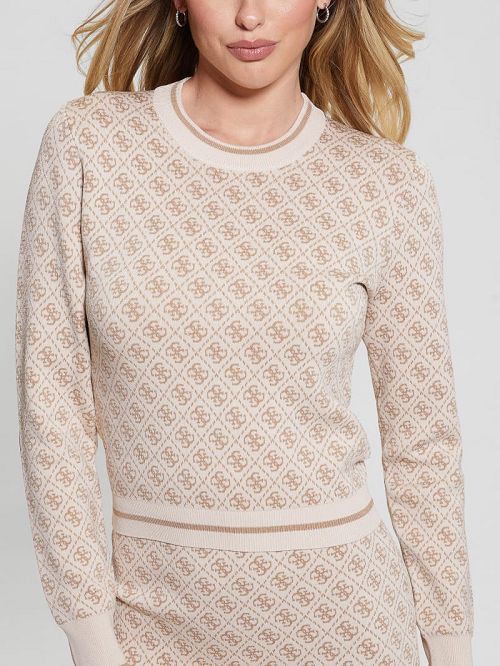 Guess Lise Quattro G Crop Sweater Bej | GUESS-SN27523