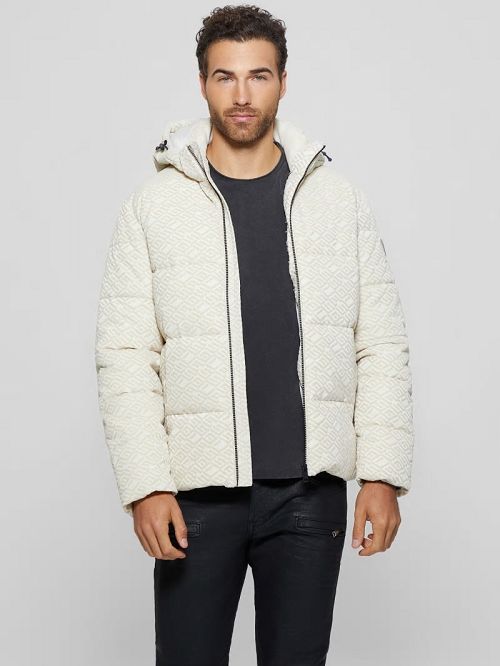 Guess Logo Hooded Puffer Jacket Albi | GUESS-SN30779
