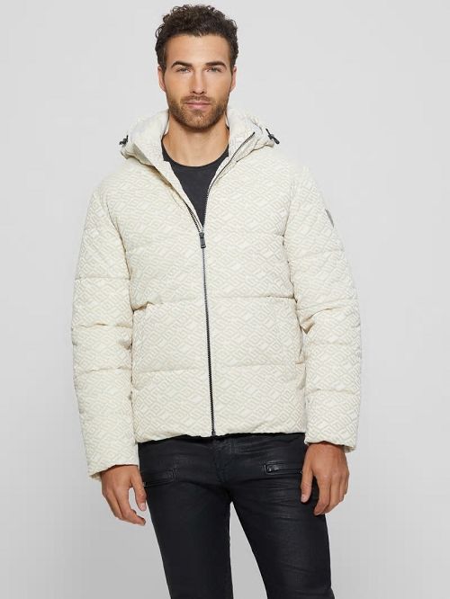 Guess Logo Hooded Puffer Jacket Albi | GUESS-SN30779