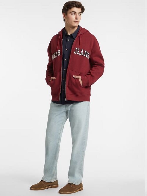 Guess Logo Patch Zip-Up Hoodie Rosii | GUESS-SN30925