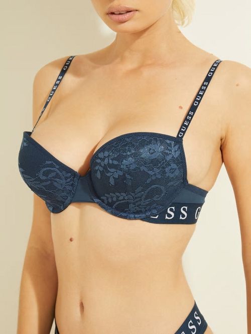 Guess Logo Tape Push-Up Bra Albastri | GUESS-SN28618