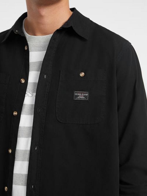 Guess Long-Sleeve Pocket Shirt Negrii | GUESS-SN31167