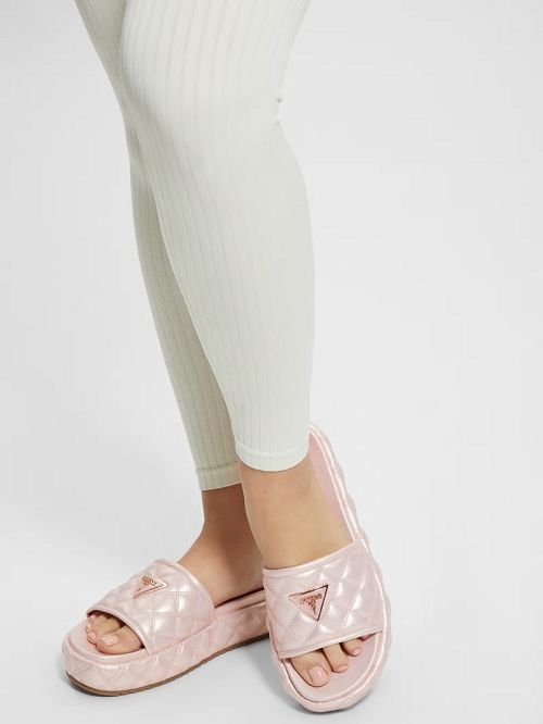 Guess Longo Quilted Flatform Slides Bej | GUESS-SN29579