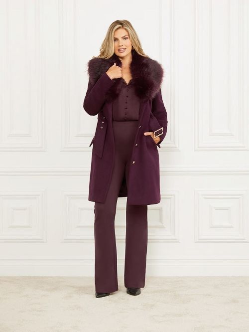 Guess Loreta Wool-Blend Coat Violet | GUESS-SN28038