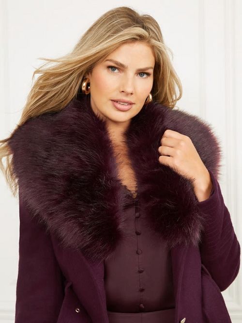 Guess Loreta Wool-Blend Coat Violet | GUESS-SN28038